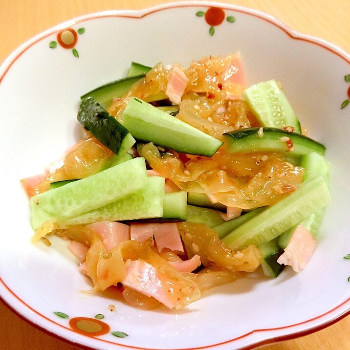 5分で完成!中華クラゲとベーコンときゅうりの和え物